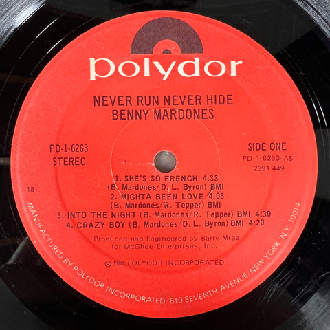 Benny Mardones – Never Run Never Hide (LP) (US) - 1980